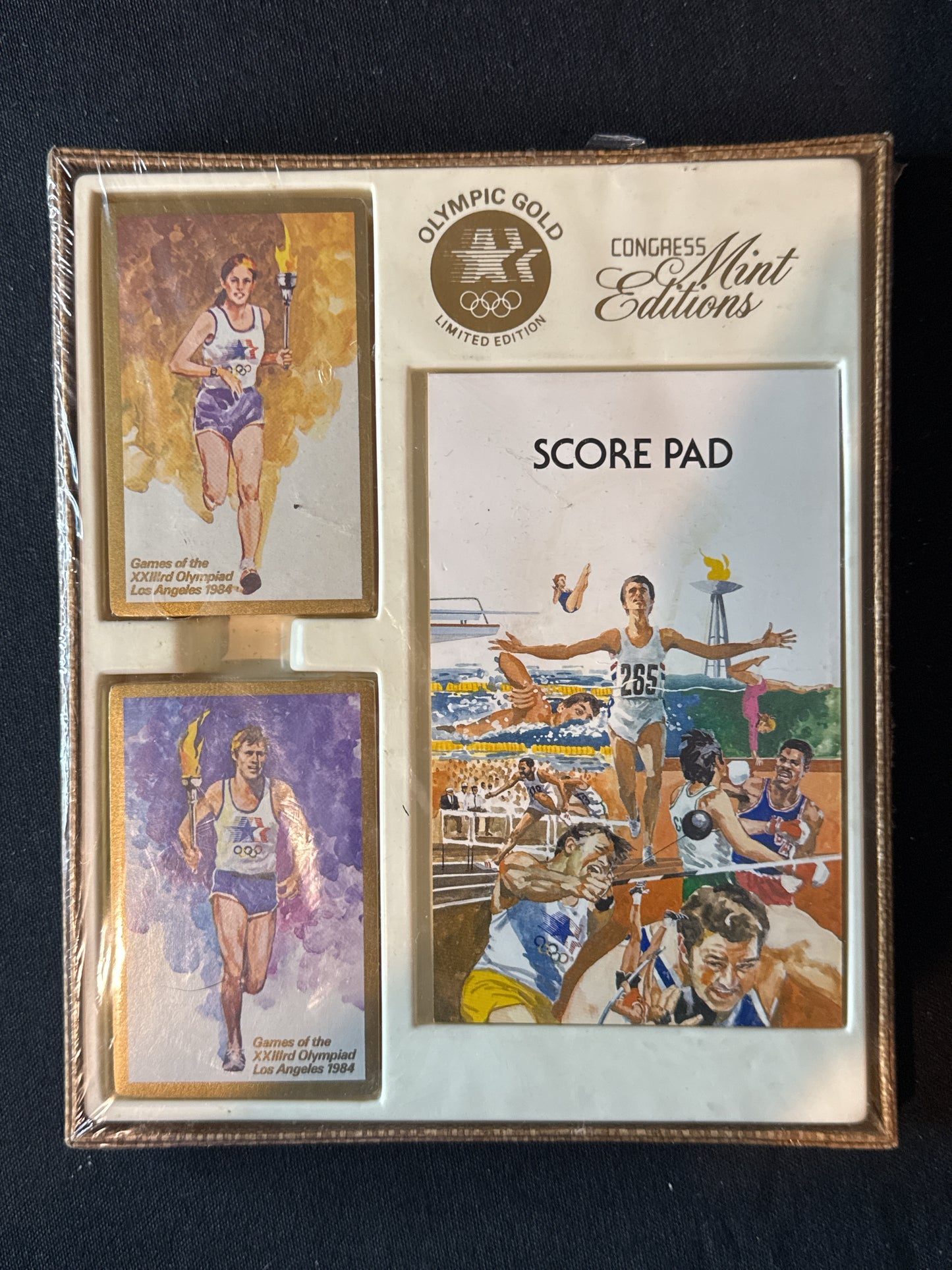 1984 Olympic Gold LTD. Edition Score Pad & Playing Card Decks Sealed Set