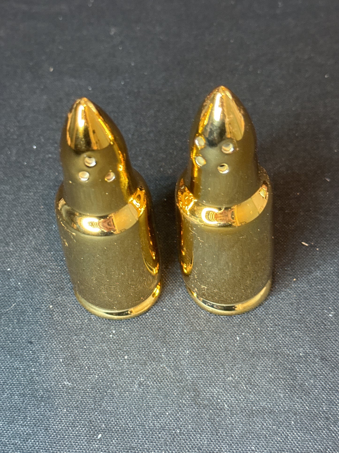 Bullets 3.75" Tall Salt & Pepper Shakers New Metal Feel