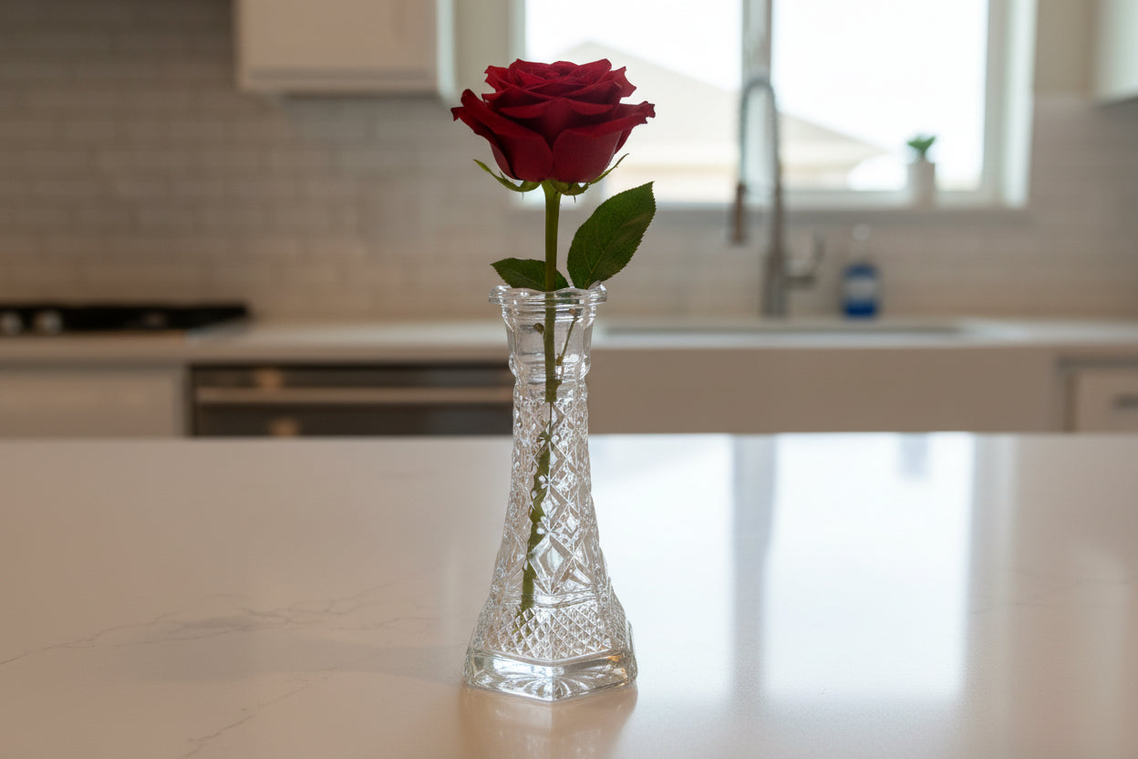 Anchor Hocking Clear Pressed Glass Bud Vase Wexford Pattern 6.25" Tall