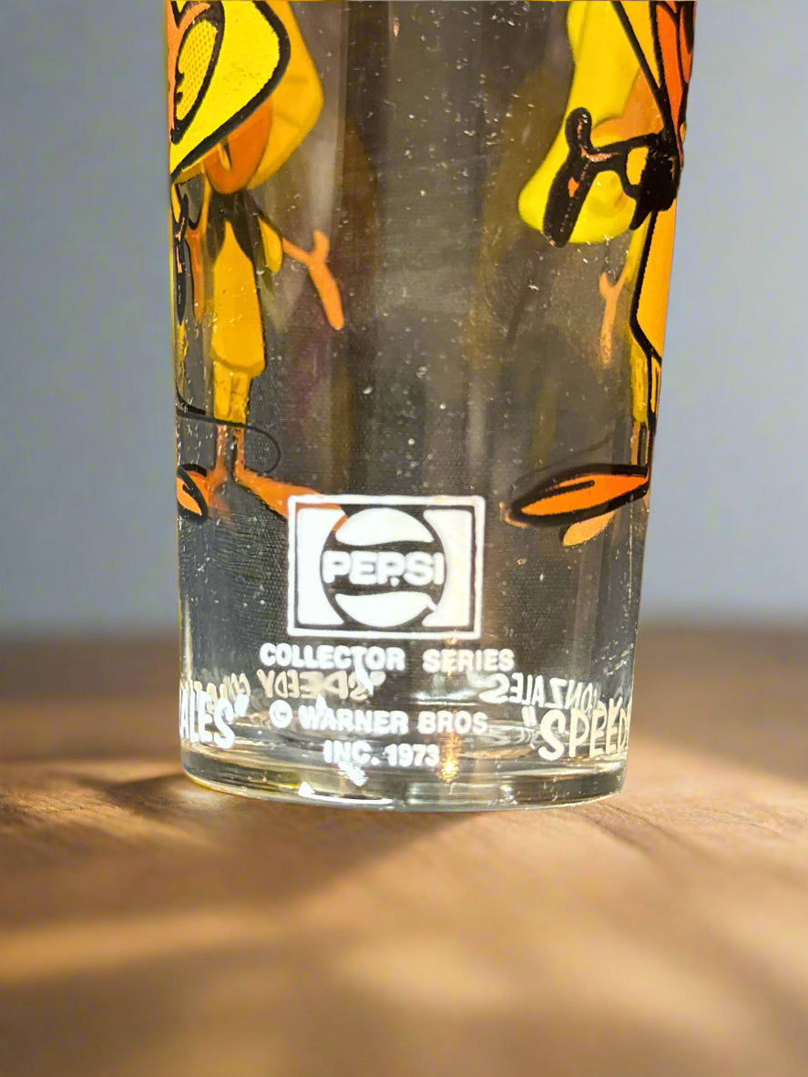 1973 Vintage Pepsi Collector Series Warner Bros. Speedy Gonzales Glass 6.25" Tall