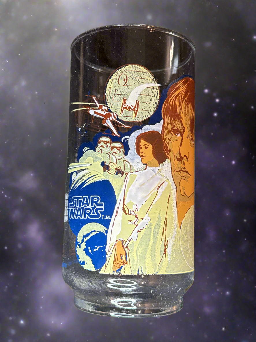 1977 Star Wars Burger King Coca Cola Glass Luke Skywalker Collector's Item 5 5/8" Tall