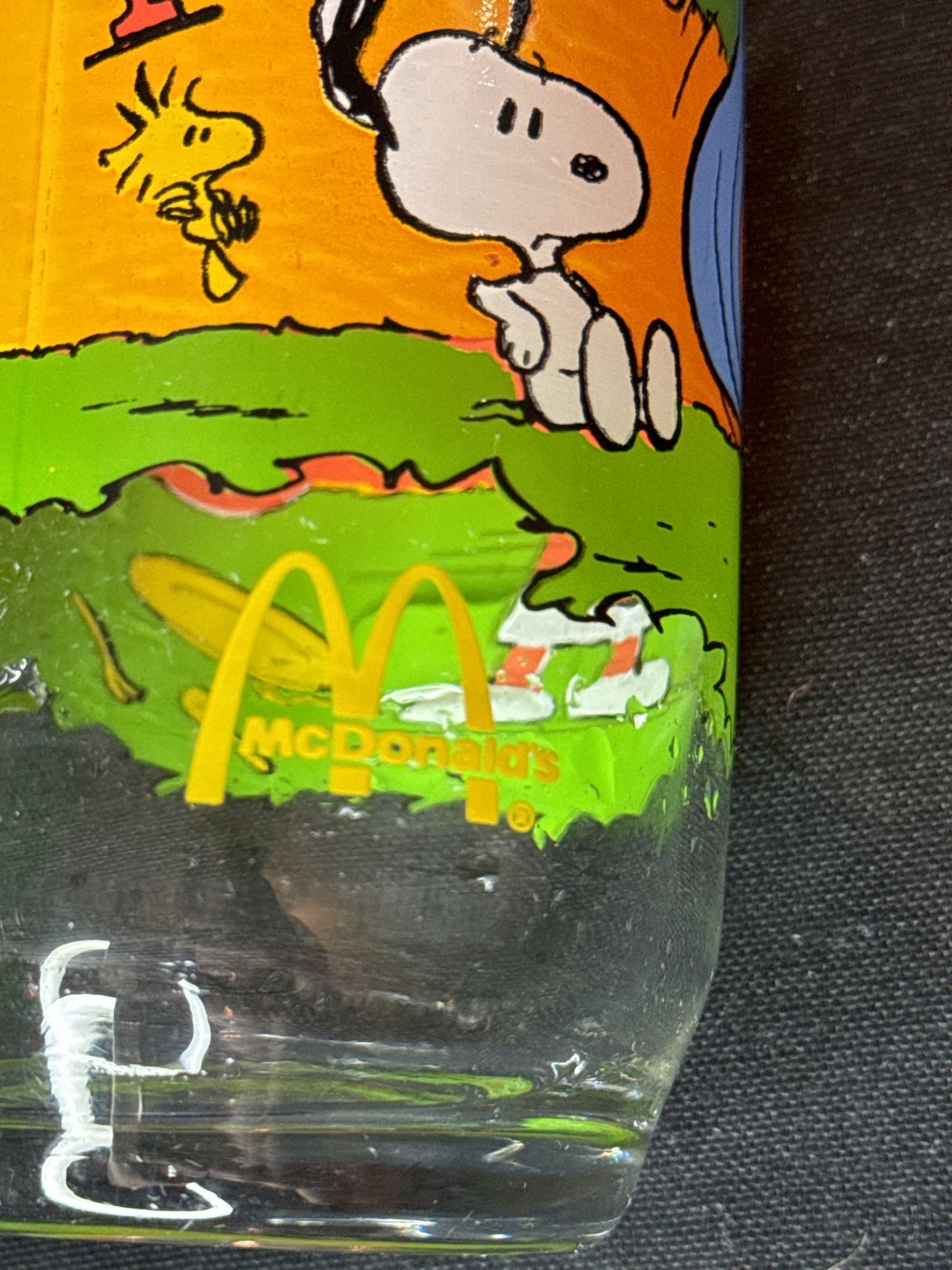 McDonalds Camp Snoopy Glass Charlie Brown Peanuts Struggle For Security 6" Tall