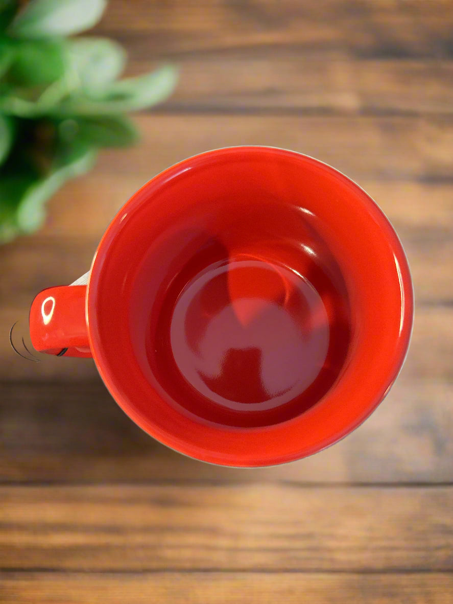 Gibson Peanuts Coffee Mug Cup "Be Real" Charlie Brown Snoopy Red Interior 4.25" Tall New