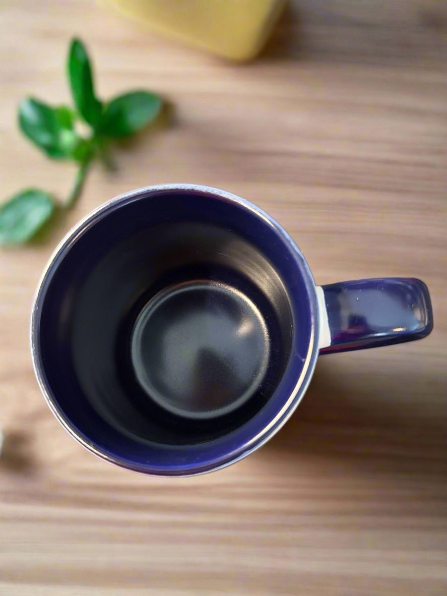 United Paper & Craft Coffee Cup Mug Flowers Blue Interior 4 3/8" Tall New