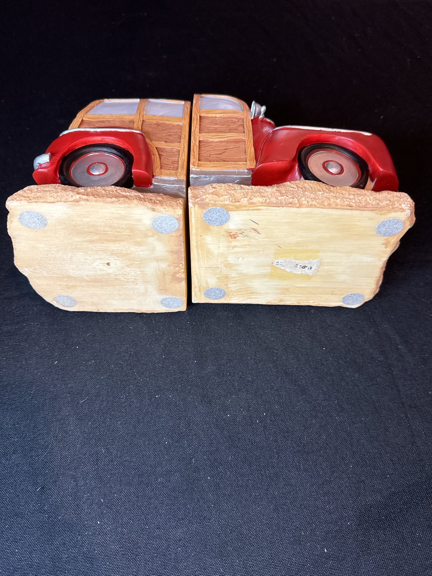 Burton & Burton Classic Woody Wagon Bookends Fib#615128 Resin 5" Tall