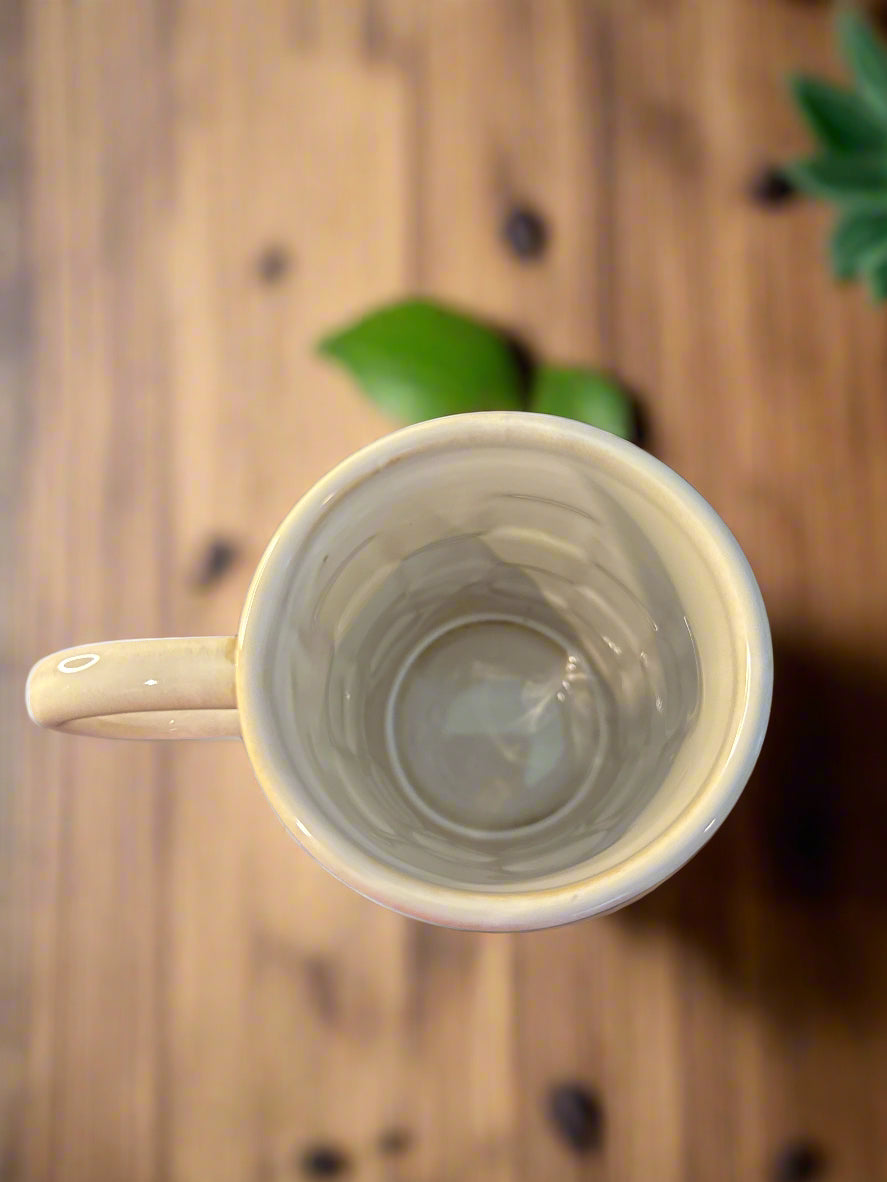 Meaningful Home Very Tall Coffee Cup Mug White 3D Blocks 5 5/8" Tall New