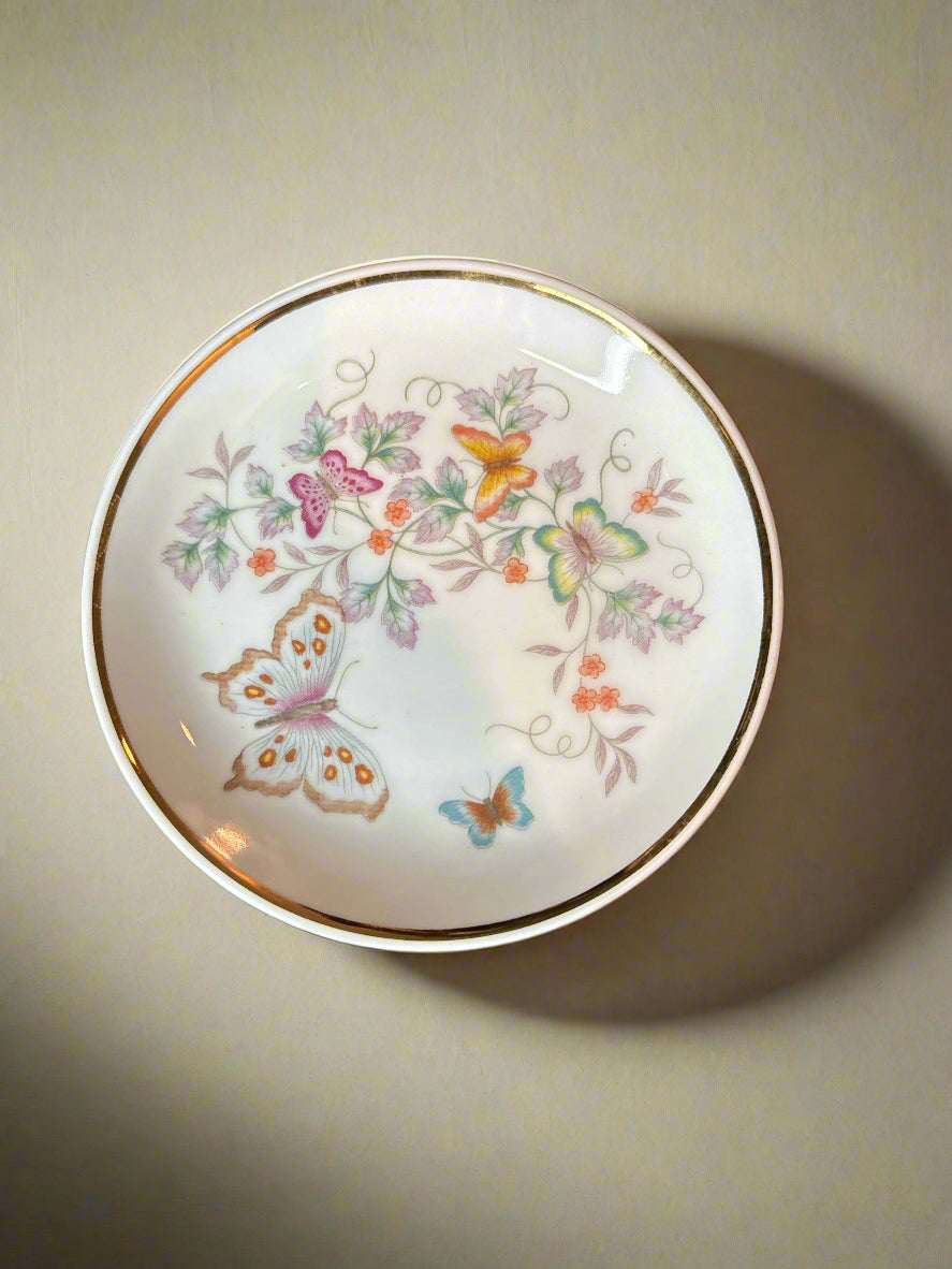 1979 Avon Plate Mini- 4.25" Porcelain Butterfly 22kt Gold Vintage