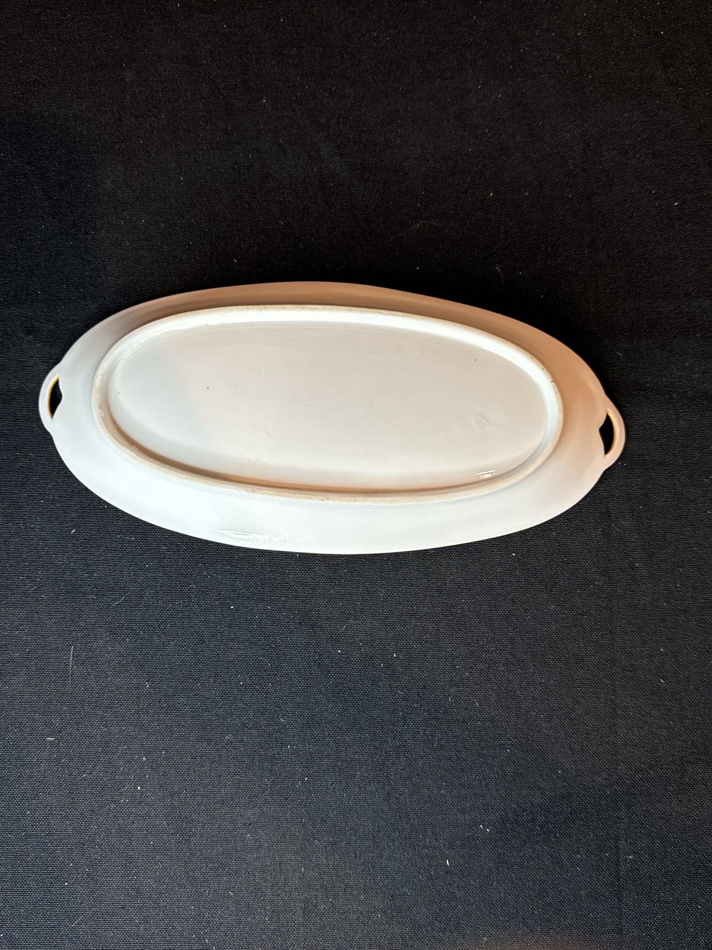 Art Nouveau Oblong Handled Rose Dish Celery Dish 9 5/8" Long