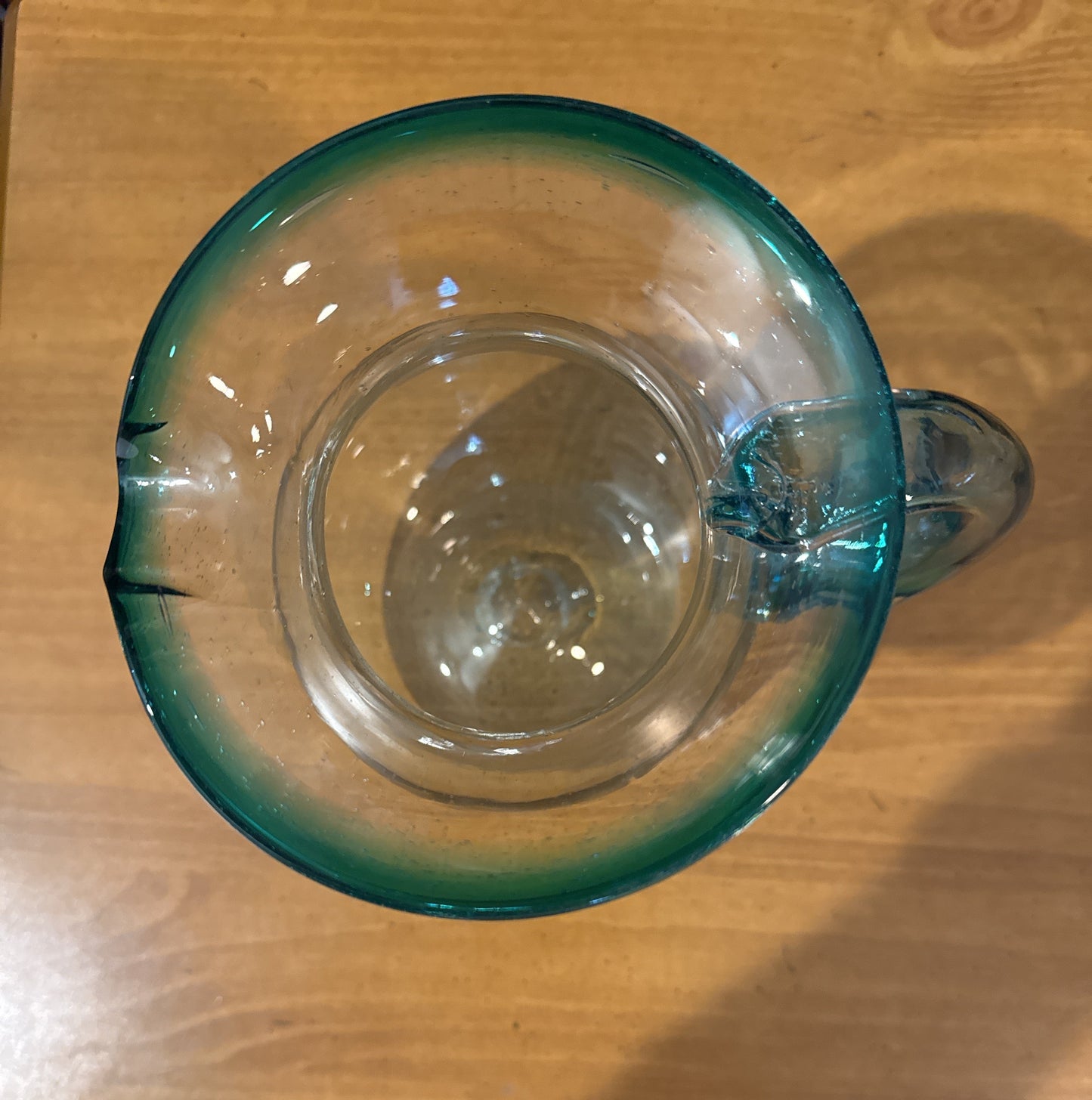 Bluish Clear Glass Pitcher 7" Tall Art Glass Hand Blown New