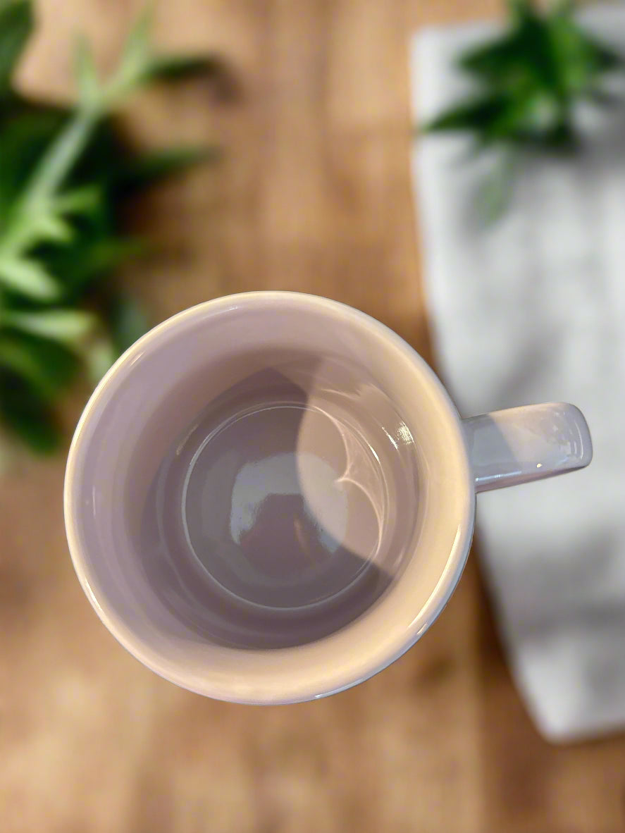 United Paper & Craft Purple and White Coffee Cup Mug 3.75" Tall New