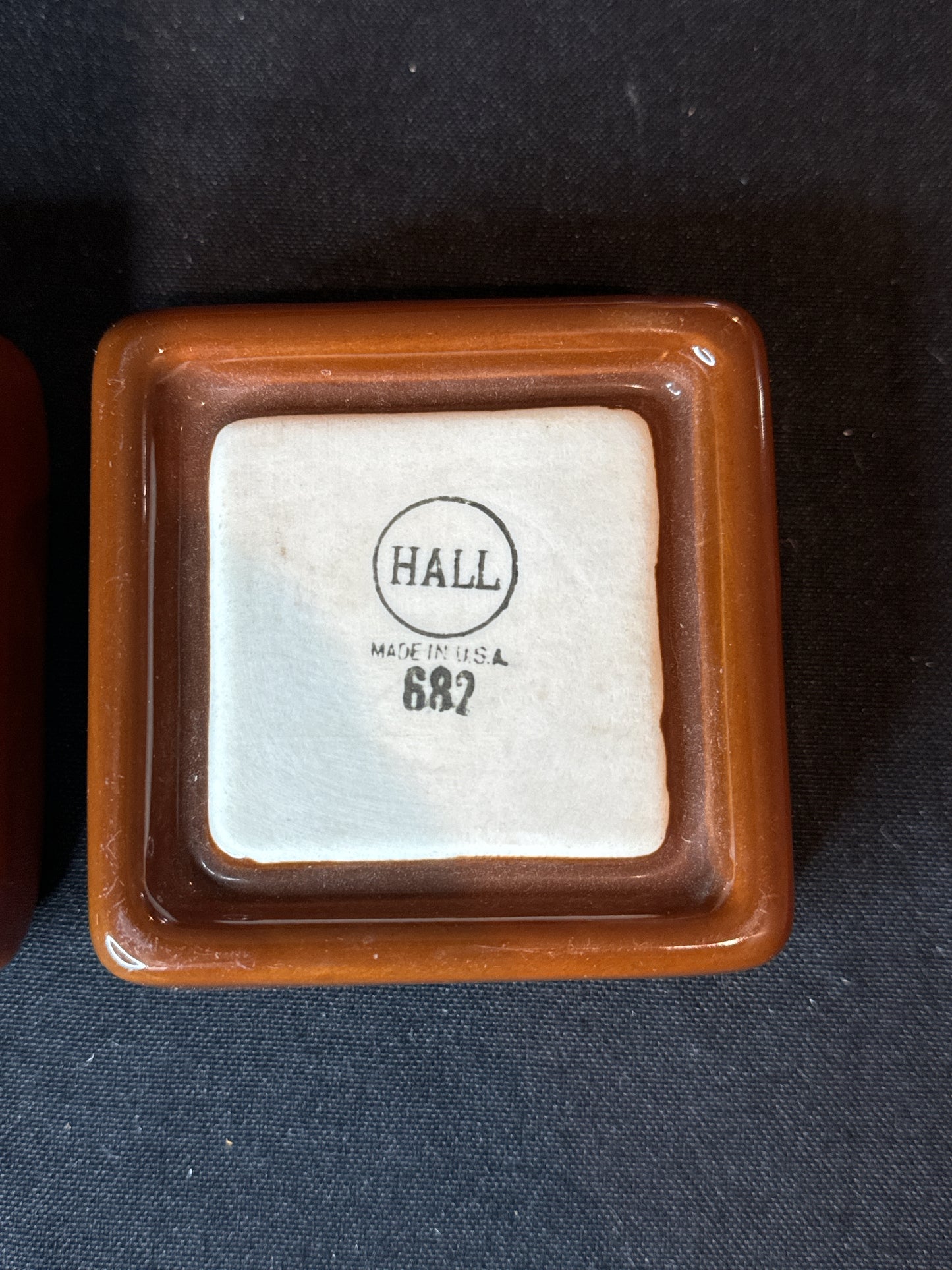 Pair of Hall Pottery Ashtray #682 Mark on Bottom Like New Condition. 3.75" Wide