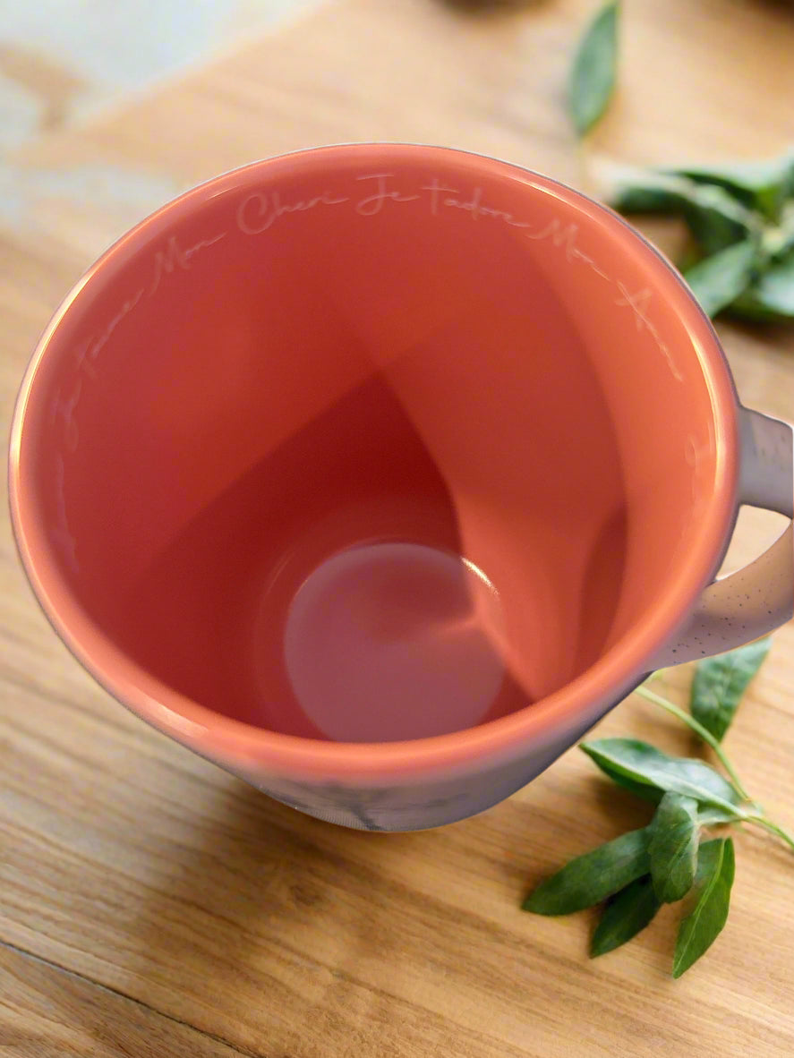 Better Living Pink Bicycle French Saying Inside Rim Pink Interior 4.75" Tall New