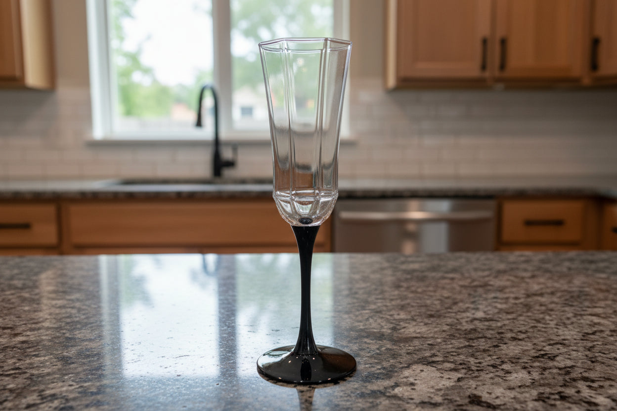 Arcoroc Octime Black Fluted Champagne Glass 8 5/8" Tall France