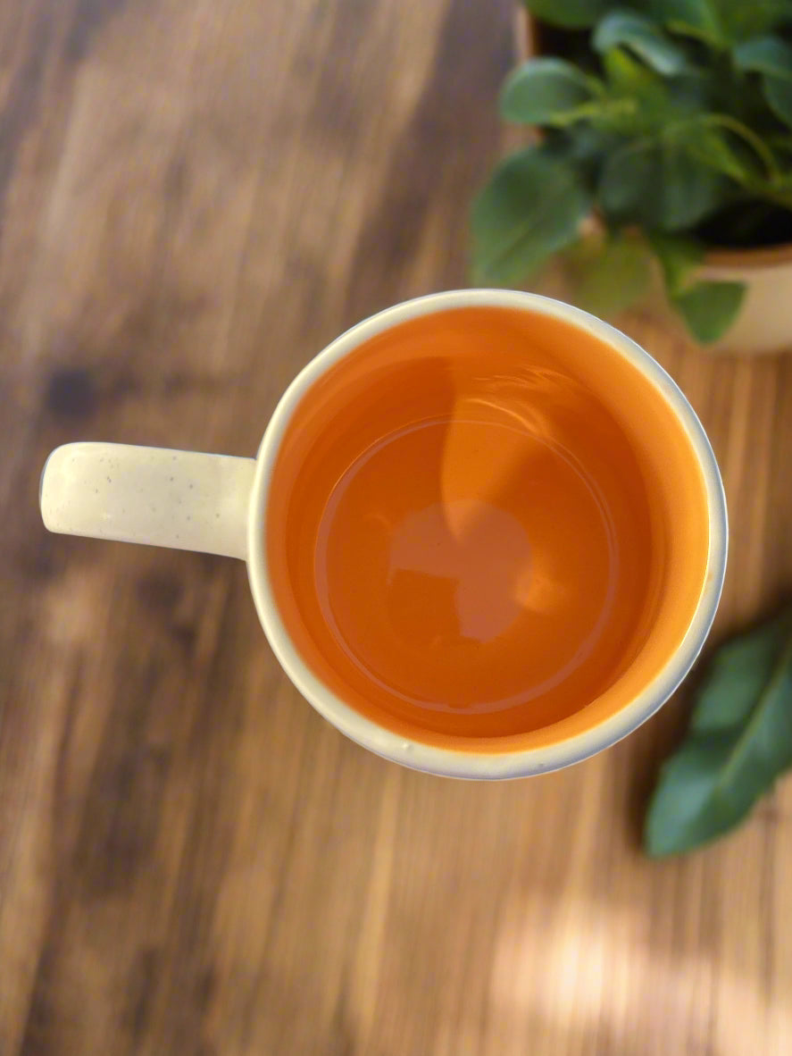 Sheffield Home Peach & White Butterfly Coffee Cup Mug 4" Tall Peach Interior New