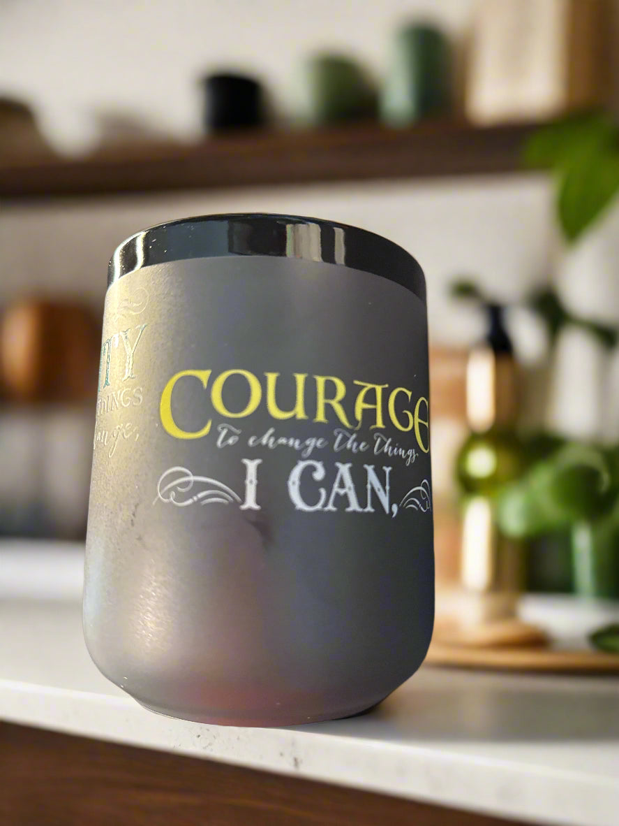 Abbey & CA Coffee Cup Mug Black "God Grant Me...Serenity Prayer" 4 5/8" Tall New