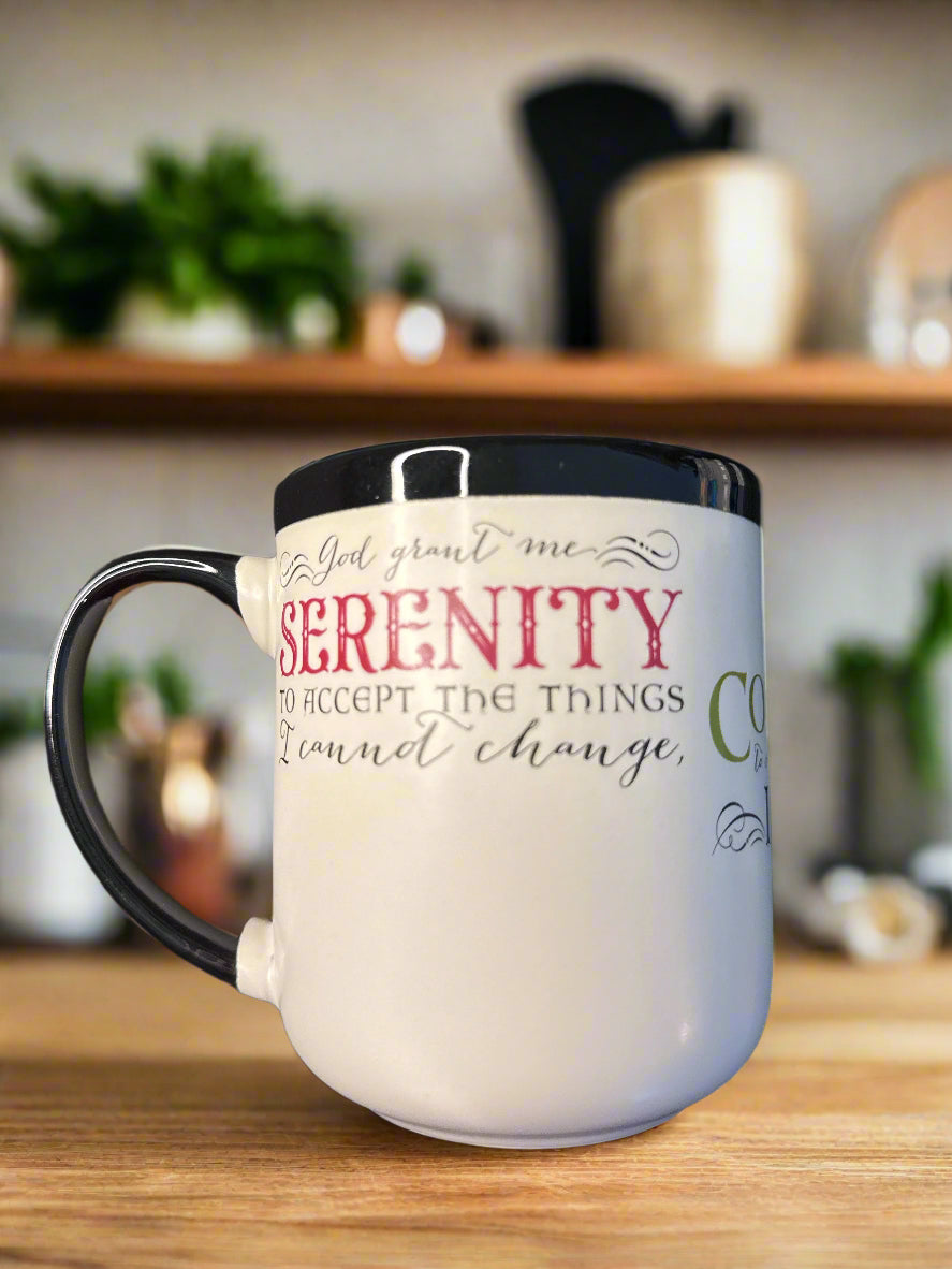 Abbey & CA Coffee Cup Mug White "God Grant Me...Serenity Prayer" 4 5/8" Tall New