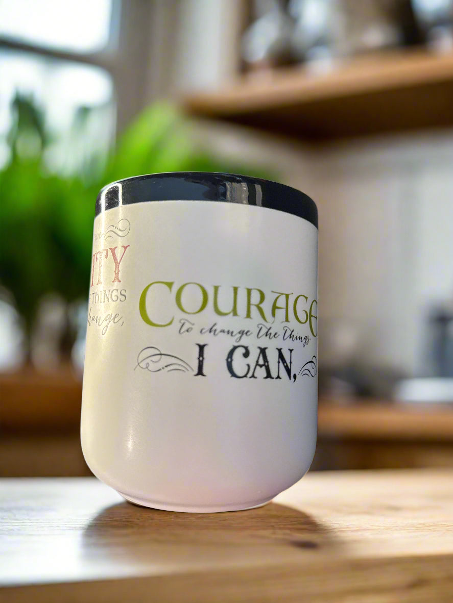 Abbey & CA Coffee Cup Mug White "God Grant Me...Serenity Prayer" 4 5/8" Tall New