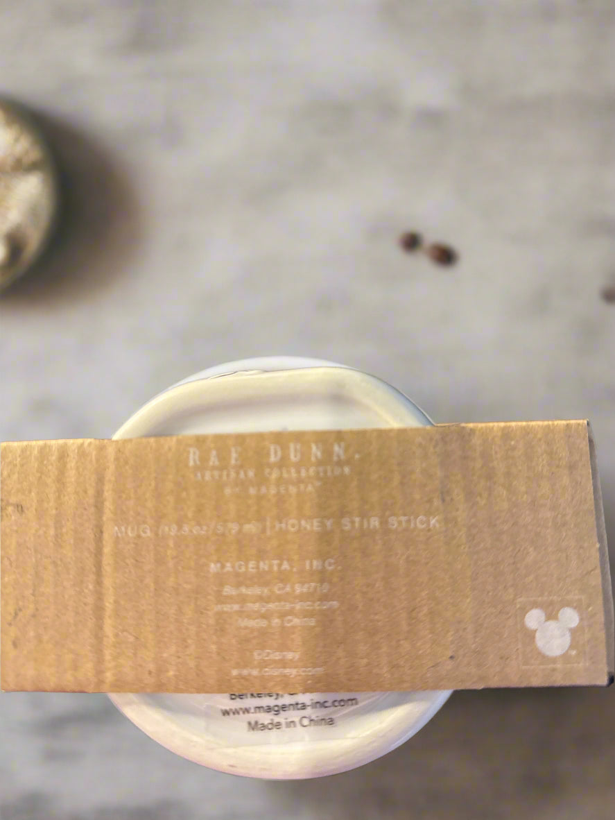 Rae Dunn Pooh Bear Coffee Cup Mug 19.5oz With Honey Stir Stick 4 7/8" Tall New in Box