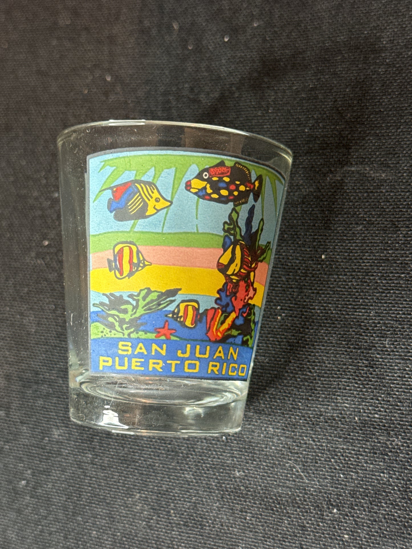 Vintage Very Rare San Juan PR Shot Glass Fish 2 3/8" Tall