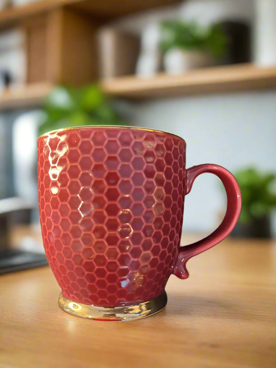 Abeille & Amour Luxury Teaware Porcelain w/ Metallic Accents 4 1/8" Tall Coffee Cup Mug