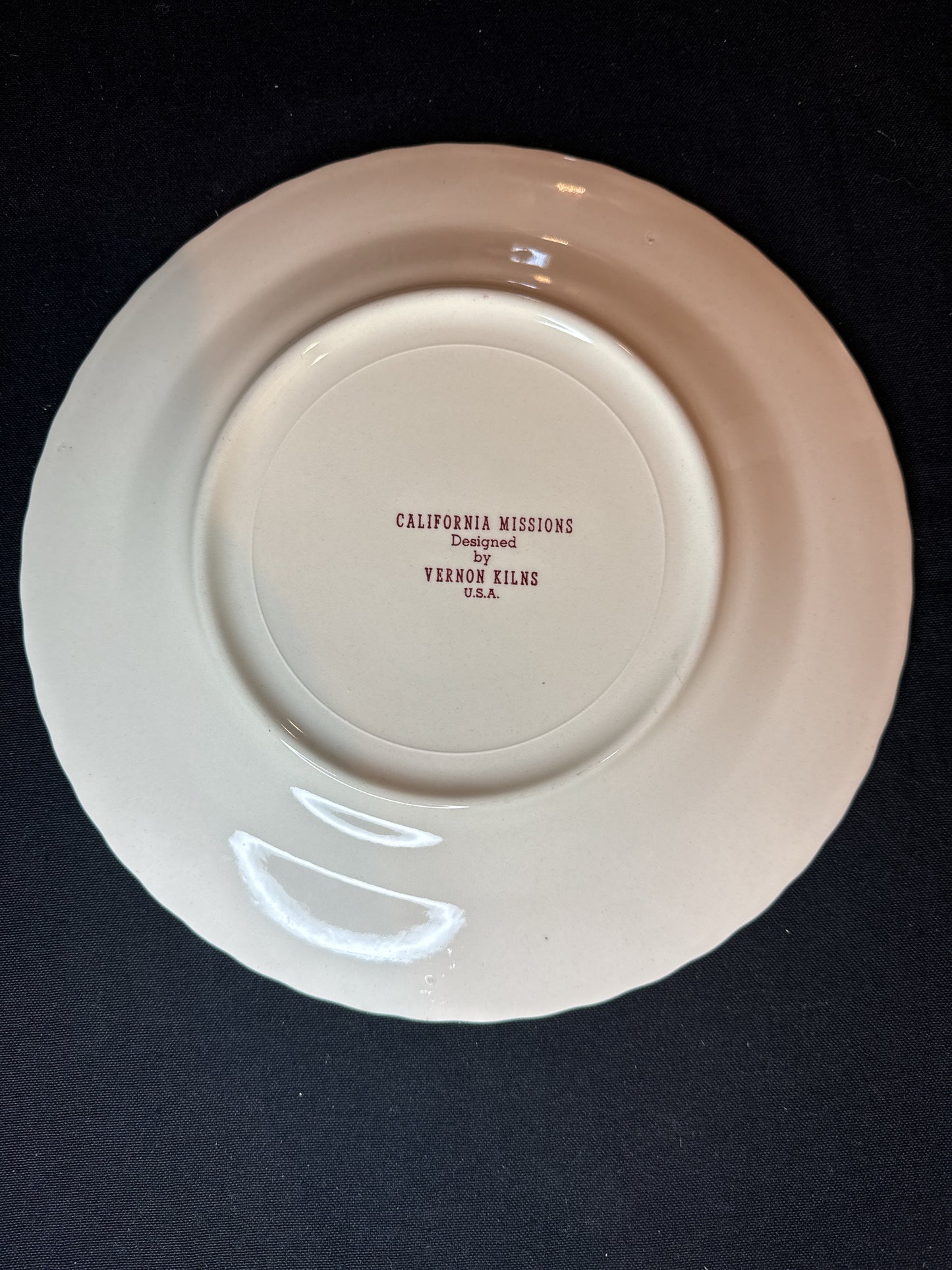 California Missions Commemorative Plate 10.5" Red by Vernon Kilns