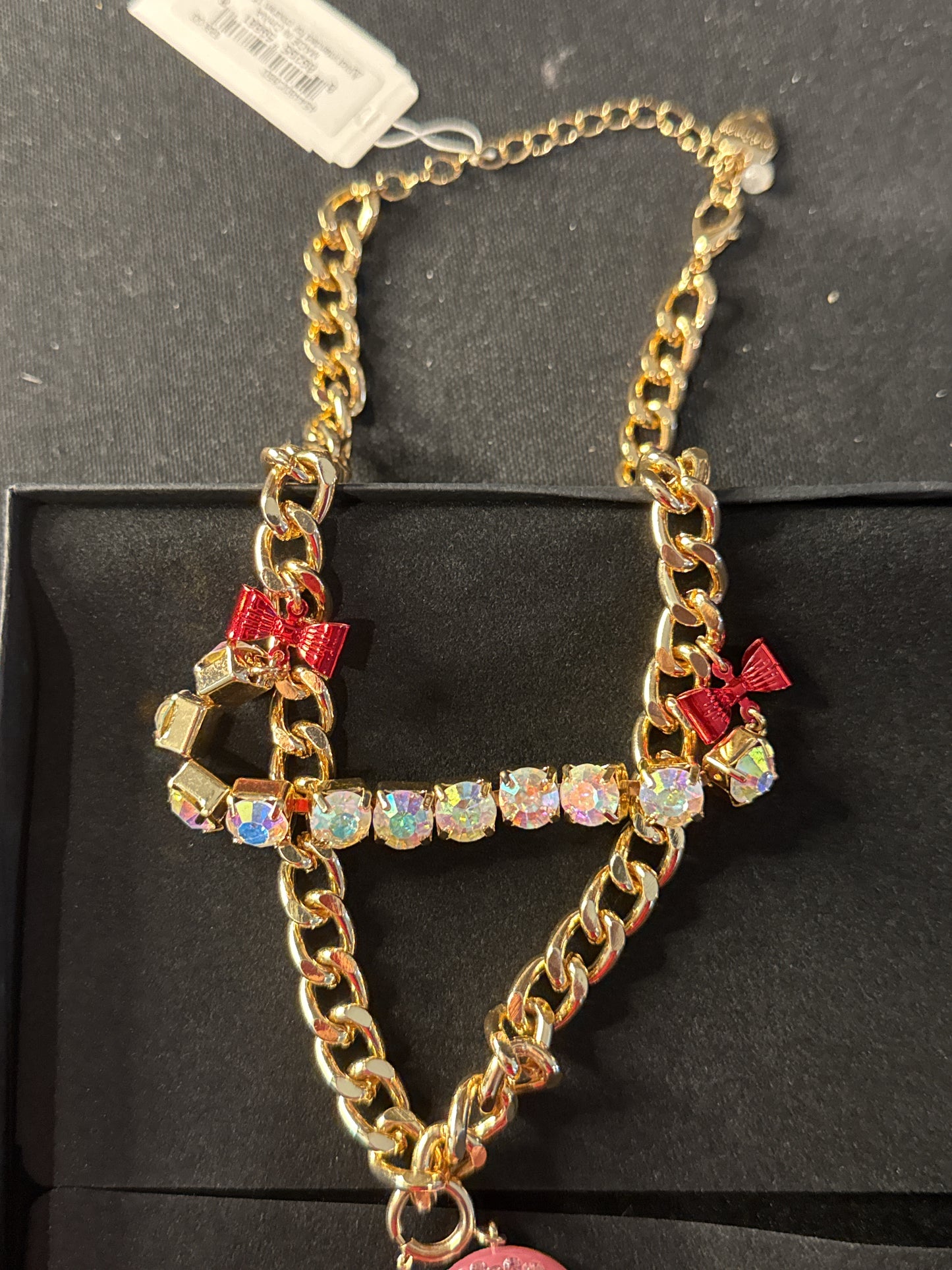 Betsy Johnson Holiday Pink Gingerbread Necklace Ornament Removable Pendant New in Box