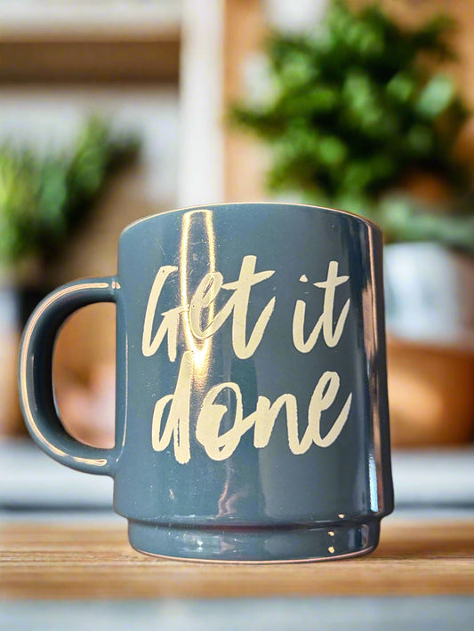 Threshold "Get It Done" Inspiration Coffee Cup Mug Blue/Green 4" Tall New