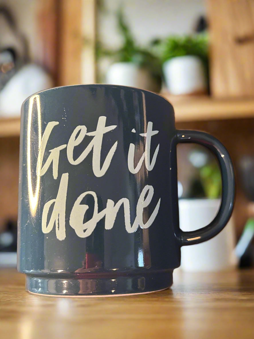 Threshold "Get It Done" Inspiration Coffee Cup Mug Blue/Green 4" Tall New