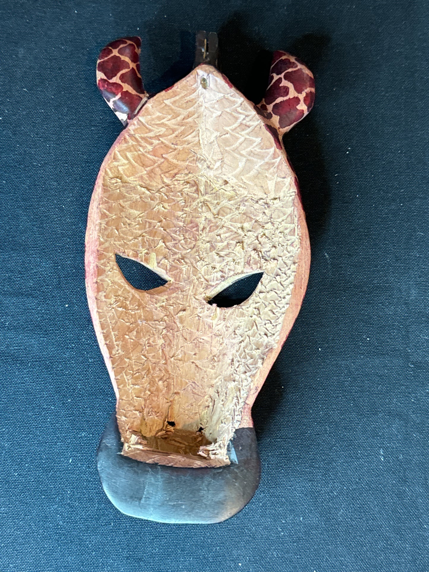 Wall Hanging African Fold Art Giraffe Mask Wood Handcarved Souvenir Vintage 9"