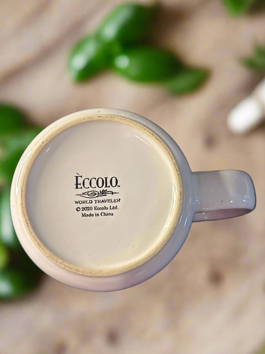 Gnome For The Holidays Coffee Mug Cup Eccolo World Traveler 4" Tall White w/ Black Trim 24oz