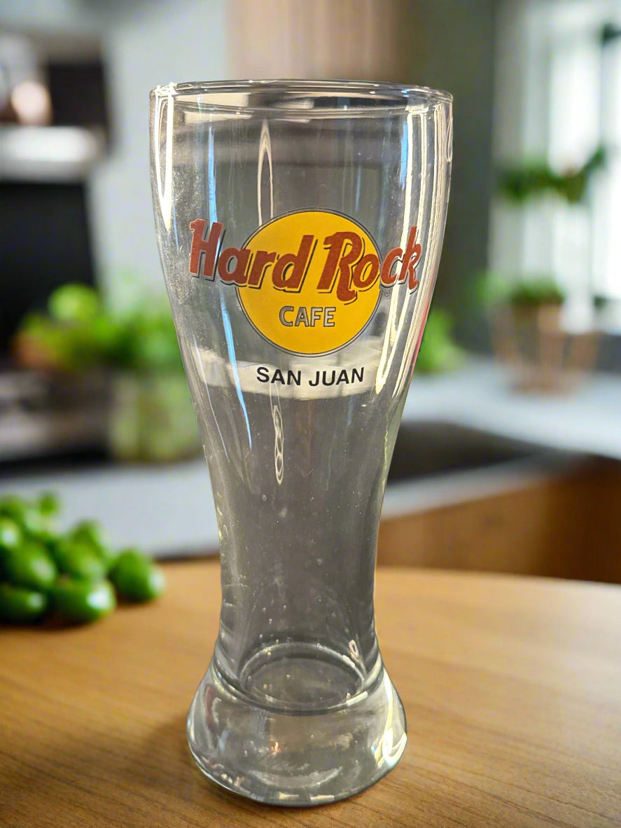 Authentic Hard Rock Cafe San Juan 8.5" Tall Pilsner Glass 20oz