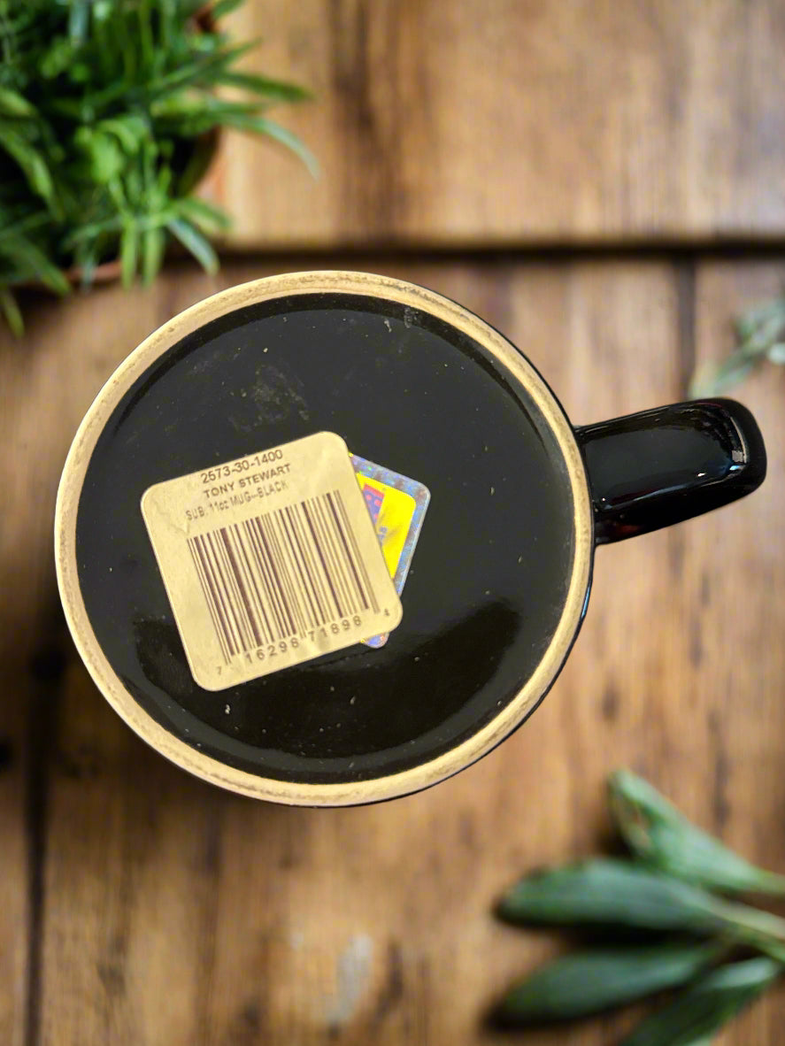 Rare Tony Stewart #14 NASCAR Coffee Cup Mug 3.75" Tall Black Mobil 1 Office Depot New