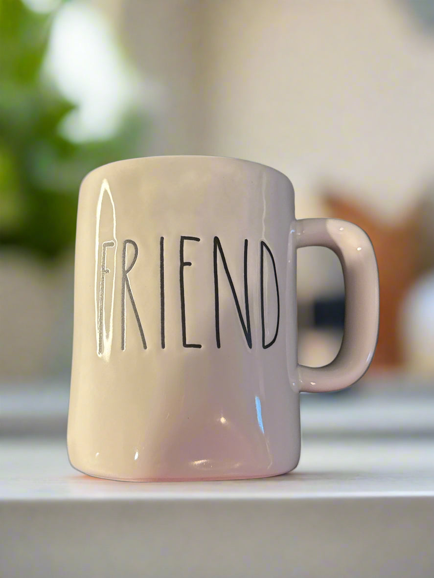Rae Dunn Friend Coffee Mug Cup 16oz Black and White 4.5" Tall New