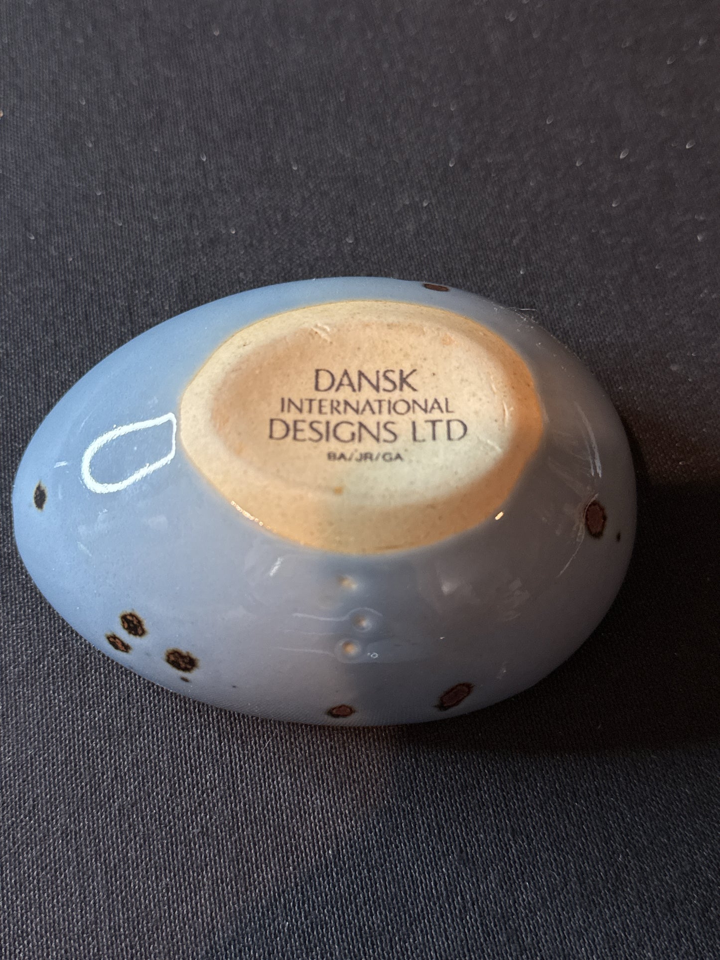 Vintage Dansk Egg Shaped Trinket Box Speckled Stoneware Lidded Dish Denmark 4.25" x 3.25"