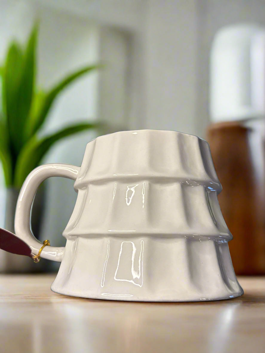 Godiva Modern Gourmet Foods Stoneware Large White Christmas Tree Coffee Hot Cocoa Mug Cup