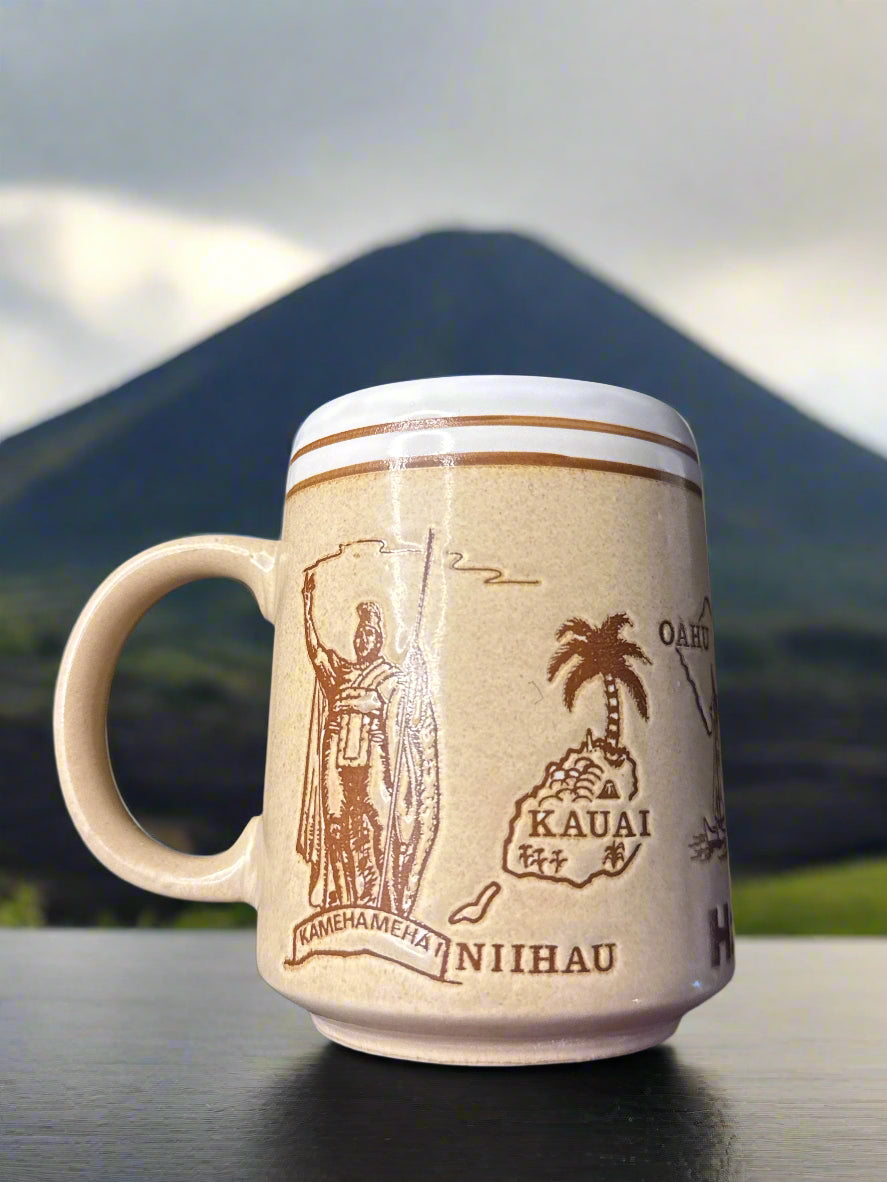 Vintage Hawaiian Coffee Mug Cup 4" Tall 8oz