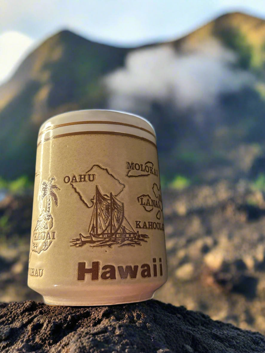Vintage Hawaiian Coffee Mug Cup 4" Tall 8oz