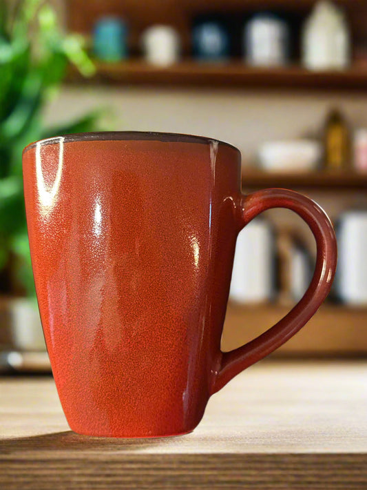 Threshold Elemental Poppy Red Brown Coffee Cup Mug 4 5/8" Tall Stoneware