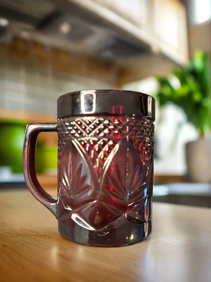 Antique Ruby by Cristal D'Arques-Durand Coffee Mug Cup 3 7/8" Tall Glass