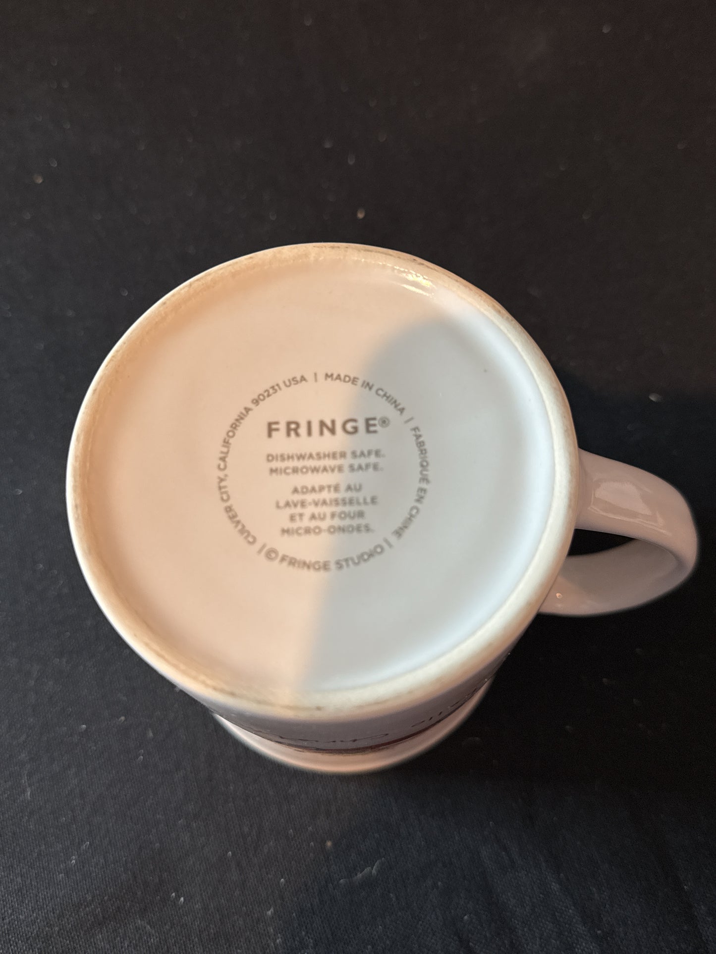 Rare Find - Fringe Hello Christmas Coffee Cup Mug Red Truck Dog Red Interior 4 3/8" Tall