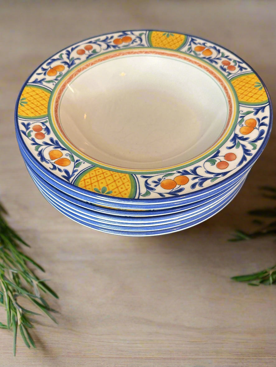 Mikasa Windsor Park Pattern Set of 6 Large Rim Soup Bowls & 7 Saucers/Bread Plates