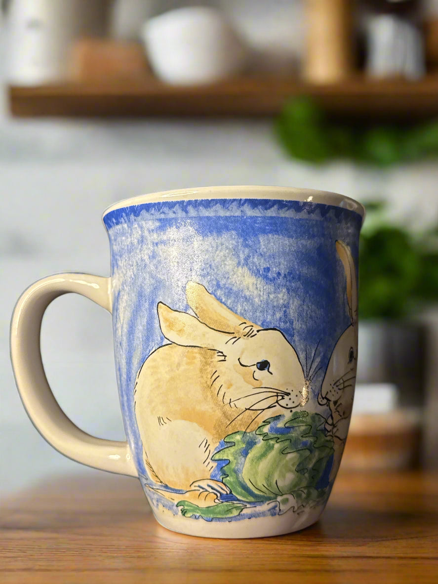 The Stone Bunny Bunny Rabbit Coffee Mug Cup, Telle M. Stein Easter Vintage 4.25" Tall