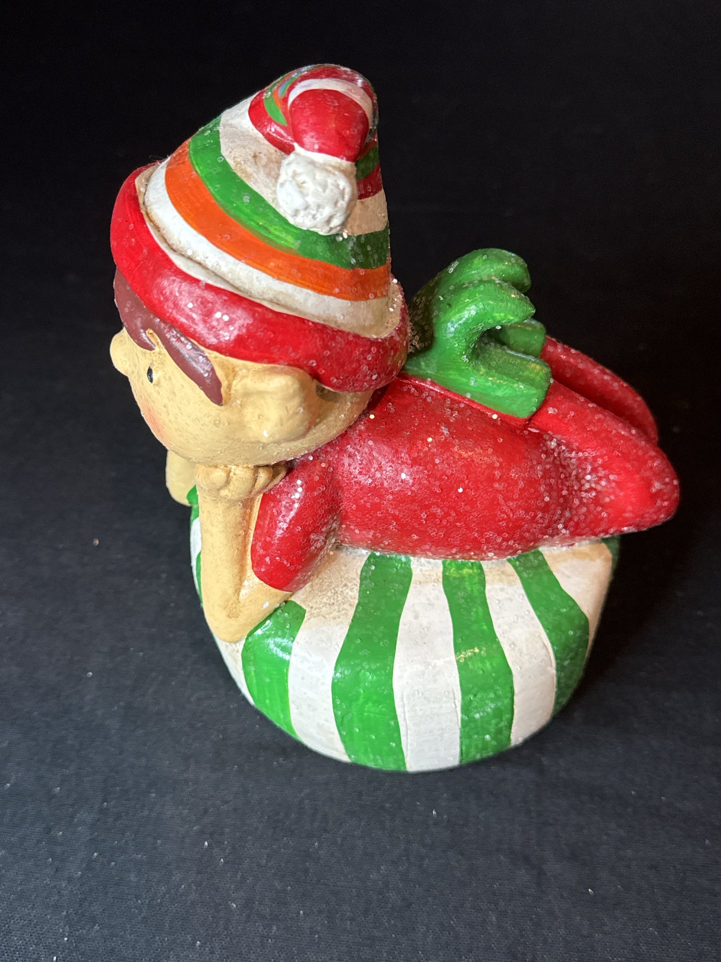 Cracker Barrel Sitting Elf and Elf Laying Down Holiday Christmas Statue