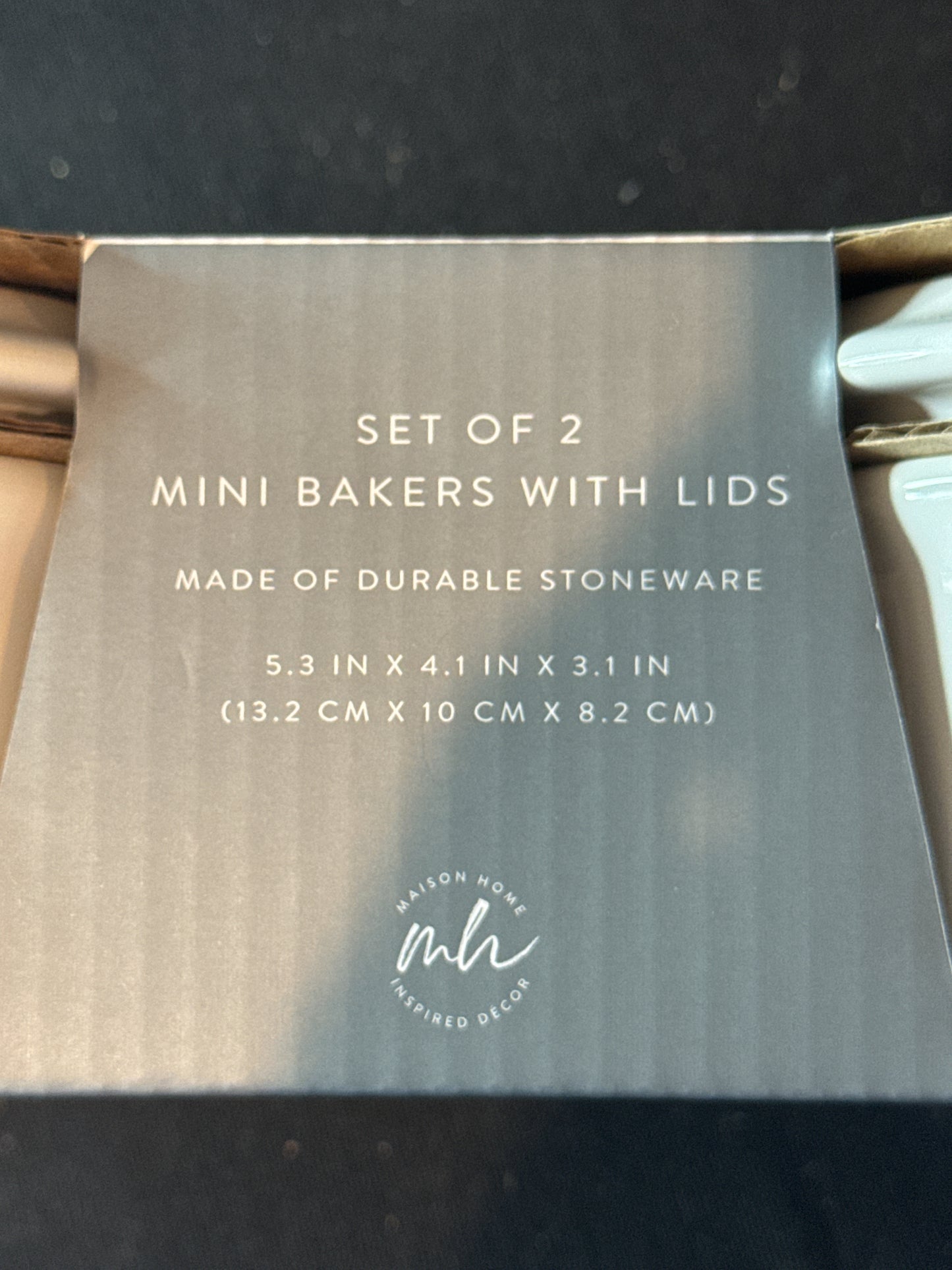 Set of 2 New Mini Bakers With Lids Stoneware 5.3" x 4.1" x 3.1" by Maison Home