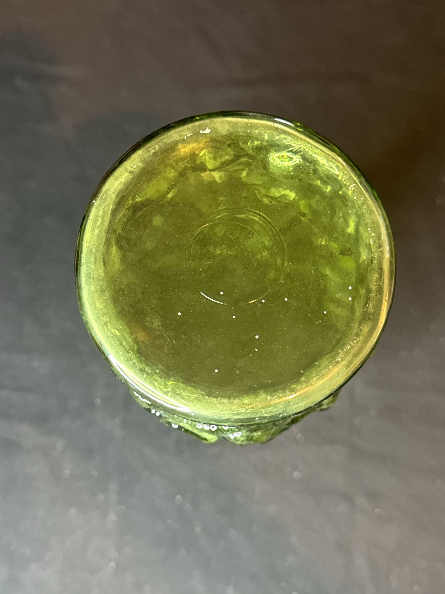 Vintage Green Glass Crackle Textured Flower Vase 9" Tall