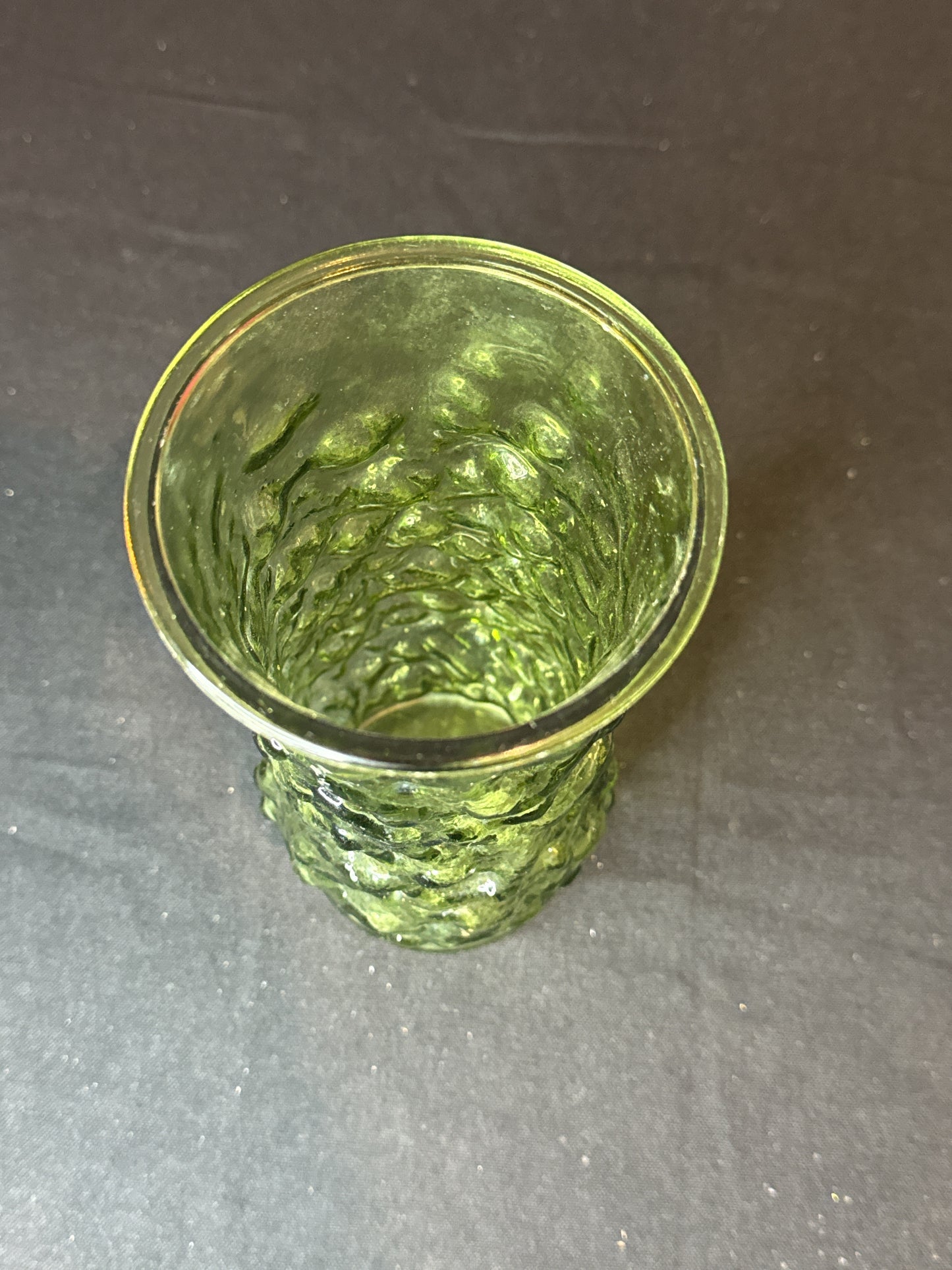 Vintage Green Glass Crackle Textured Flower Vase 9" Tall