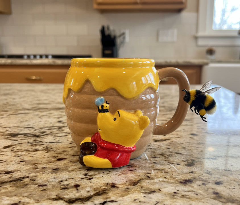 Winnie the Pooh Hunny Pot Large Coffee Mug Disney Bee Ceramic 3D Sculpted New