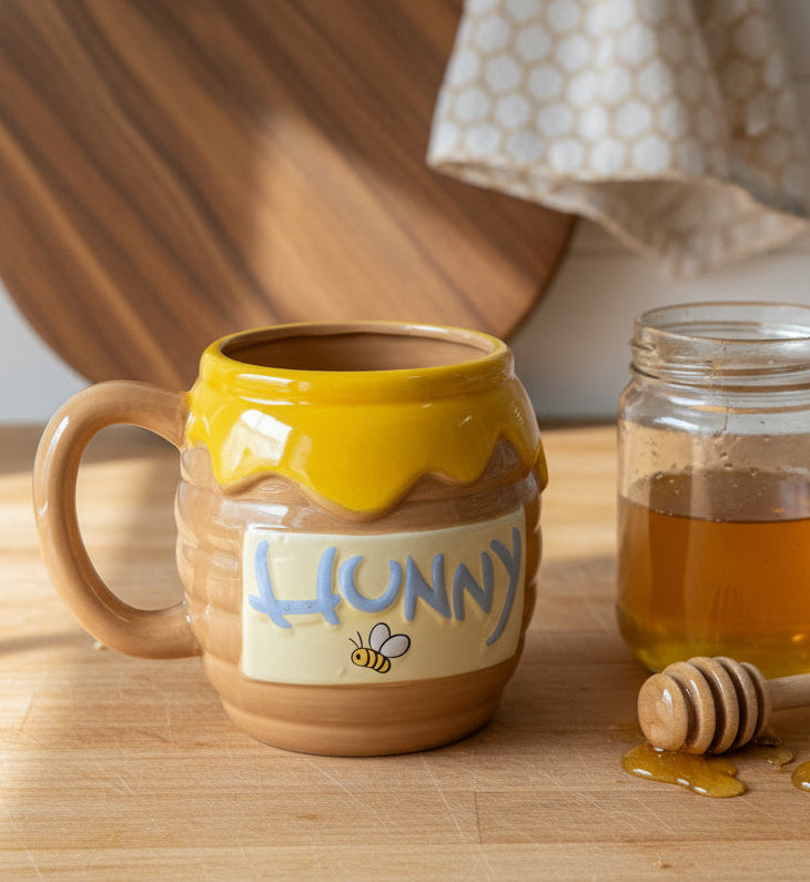Winnie the Pooh Hunny Pot Large Coffee Mug Disney Bee Ceramic 3D Sculpted New
