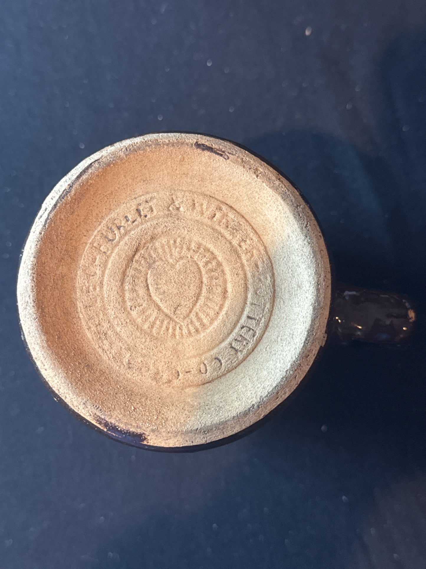 1892-1915 Crooksville Pottery Captain Brown Mug Heart Brand Burley & Winter 5" Tall