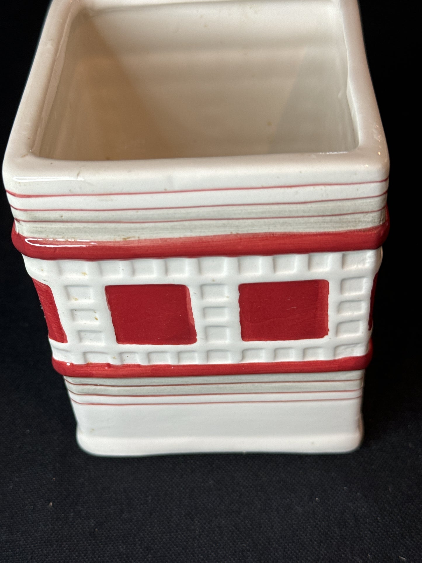 Twinings of London England Ceramic Tea Bag Caddy Canister/Dispenser Red & White